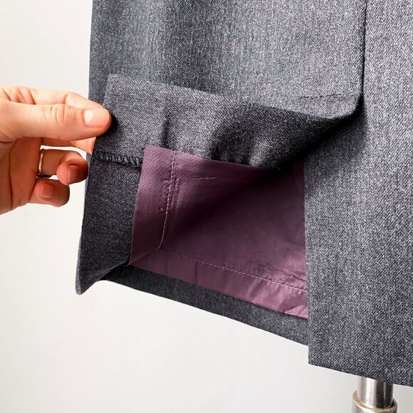 ❄️ 90s Vintage Gray High-Waisted Minimalist Fitted Siren Office Wool Skirt - Picture 5 of 5